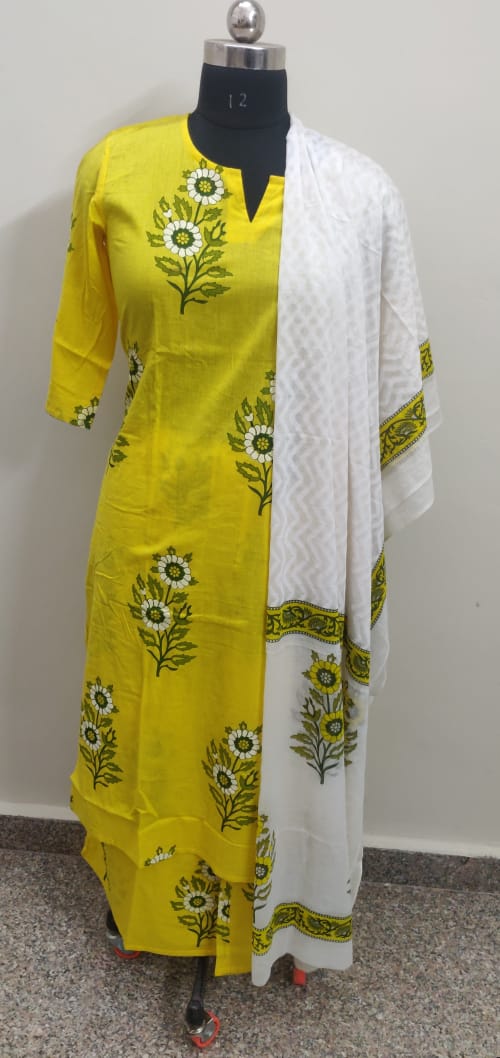 Premium 3 Piece Kurti Pant Dupatta,indian Women Readymade Straight Kurta,dailywear  Women Office Suit Combo,designer Yellow Kurti Palazzo Set - Etsy